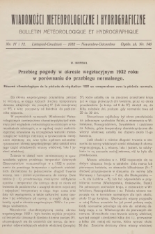 Wiadomości Meteorologiczne i Hydrograficzne = Bulletin Météorologique et Hydrographique. 1932, nr 11-12