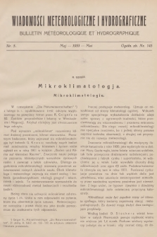 Wiadomości Meteorologiczne i Hydrograficzne = Bulletin Météorologique et Hydrographique. 1933, nr 5