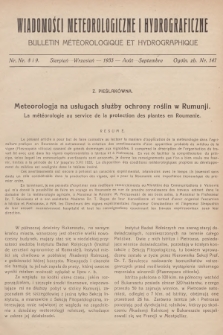 Wiadomości Meteorologiczne i Hydrograficzne = Bulletin Météorologique et Hydrographique. 1933, nr 8-9