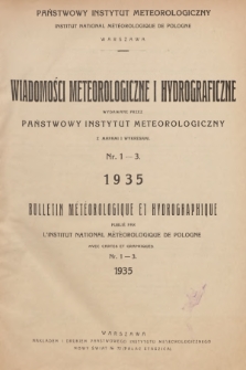 Wiadomości Meteorologiczne i Hydrograficzne = Bulletin Météorologique et Hydrographique. 1935, nr 1 + wkładka