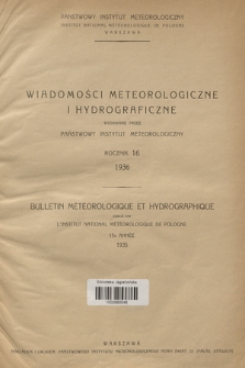 Wiadomości Meteorologiczne i Hydrograficzne = Bulletin Météorologique et Hydrographique. R.16, 1936, Spis rzeczy