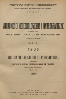 Wiadomości Meteorologiczne i Hydrograficzne = Bulletin Météorologique et Hydrographique. R.16, 1936, nr 7-8 + wkładka