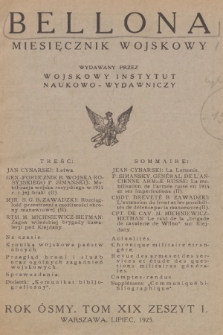 Bellona : miesięcznik wojskowy wydawany przez Wojskowy Instytut Naukowo-Wydawniczy. R.8, T.19, 1925, Spis rzeczy