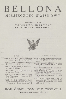 Bellona : miesięcznik wojskowy wydawany przez Wojskowy Instytut Naukowo-Wydawniczy. R.8, T.19, 1925, Zeszyt 2