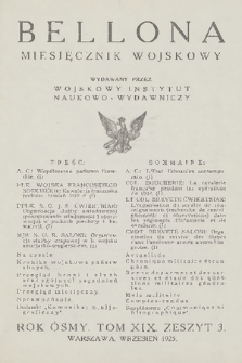 Bellona : miesięcznik wojskowy wydawany przez Wojskowy Instytut Naukowo-Wydawniczy. R.8, T.19, 1925, Zeszyt 3