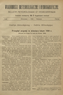 Wiadomości Meteorologiczne i Hydrograficzne = Bulletin Météorologique et Hydrographique. Dodatek miesięczny. 1934, № 2 + wkładka