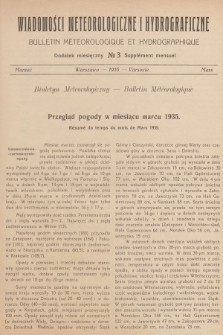 Wiadomości Meteorologiczne i Hydrograficzne. Dodatek miesięczny = Bulletin Météorologique et Hydrographique. Supplément Mensuel. 1935, № 3 + wkładka