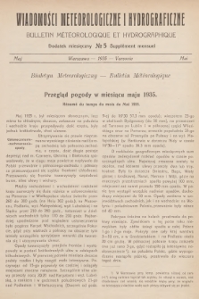 Wiadomości Meteorologiczne i Hydrograficzne. Dodatek miesięczny = Bulletin Météorologique et Hydrographique. Supplément Mensuel. 1935, № 5 + wkładka