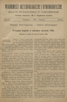 Wiadomości Meteorologiczne i Hydrograficzne. Dodatek miesięczny = Bulletin Météorologique et Hydrographique. Supplément Mensuel. 1936, № 1 + wkładka