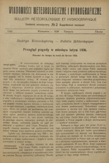 Wiadomości Meteorologiczne i Hydrograficzne. Dodatek miesięczny = Bulletin Météorologique et Hydrographique. Supplément Mensuel. 1936, № 2 + wkładka