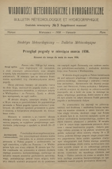 Wiadomości Meteorologiczne i Hydrograficzne. Dodatek miesięczny = Bulletin Météorologique et Hydrographique. Supplément Mensuel. 1936, № 3 + wkładka