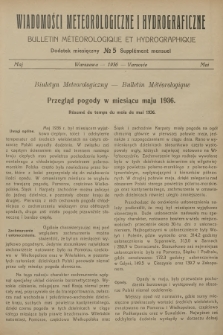 Wiadomości Meteorologiczne i Hydrograficzne. Dodatek miesięczny = Bulletin Météorologique et Hydrographique. Supplément Mensuel. 1936, № 5