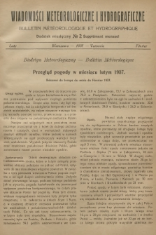 Wiadomości Meteorologiczne i Hydrograficzne. Dodatek miesięczny = Bulletin Météorologique et Hydrographique. Supplément Mensuel. 1937, № 2