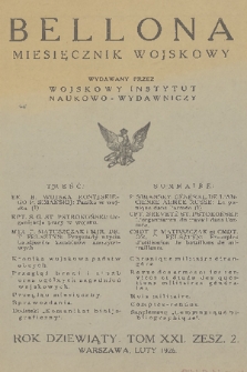 Bellona : miesięcznik wojskowy wydawany przez Wojskowy Instytut Naukowo-Wydawniczy. R.9, T.21, 1926, Zeszyt 2