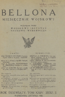 Bellona : miesięcznik wojskowy wydawany przez Wojskowy Instytut Naukowo-Wydawniczy. R.9, T.24, 1926, Zeszyt 2