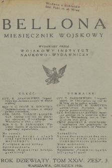 Bellona : miesięcznik wojskowy wydawany przez Wojskowy Instytut Naukowo-Wydawniczy. R.9, T.24, 1926, Zeszyt 3