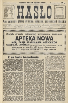 Hasło : pismo poświęcone sprawom politycznym, społecznym, gospodarczym i literackim. R.8, 1933, nr 3