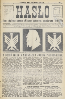 Hasło : pismo poświęcone sprawom politycznym, społecznym, gospodarczym i literackim. R.8, 1933, nr 11