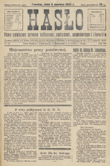 Hasło : pismo poświęcone sprawom politycznym, społecznym, gospodarczym i literackim. R.8, 1933, nr 22