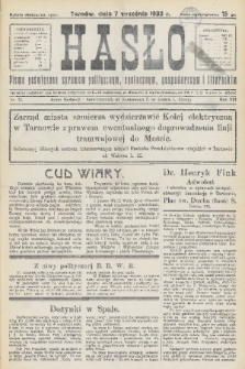 Hasło : pismo poświęcone sprawom politycznym, społecznym, gospodarczym i literackim. R.8, 1933, nr 32