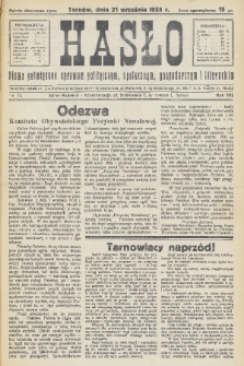 Hasło : pismo poświęcone sprawom politycznym, społecznym, gospodarczym i literackim. R.8, 1933, nr 34