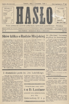 Hasło : pismo poświęcone sprawom politycznym, społecznym, gospodarczym i literackim. R.11, 1936, nr 13