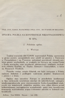 Bellona : dwumiesięcznik wojskowy wydawany przez Wojskowy Instytut Naukowo-Wydawniczy. R.14, T.39, 1932, Zeszyt 1