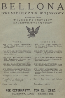 Bellona : dwumiesięcznik wojskowy wydawany przez Wojskowy Instytut Naukowo-Wydawniczy. R.14, T.40, 1932, Spis rzeczy