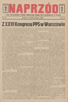 Naprzód : organ Wojewódzkiego Komitetu Robotniczego Polskiej Partii Socjalistycznej w Krakowie. 1945, nr 20
