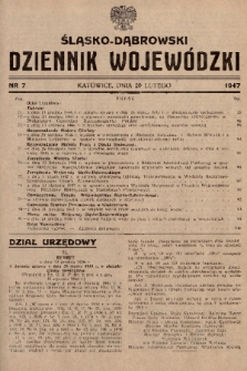 Śląsko-Dąbrowski Dziennik Wojewódzki. 1947, nr 7