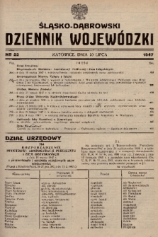 Śląsko-Dąbrowski Dziennik Wojewódzki. 1947, nr 22