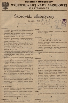Dziennik Urzędowy Wojewódzkiej Rady Narodowej w Katowicach. 1951, skorowidz alfabetyczny