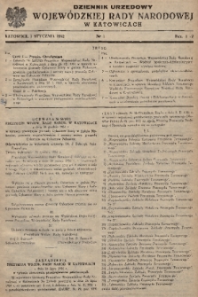 Dziennik Urzędowy Wojewódzkiej Rady Narodowej w Katowicach. 1952, nr 1