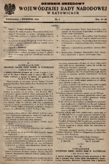 Dziennik Urzędowy Wojewódzkiej Rady Narodowej w Katowicach. 1952, nr 4