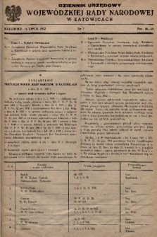 Dziennik Urzędowy Wojewódzkiej Rady Narodowej w Katowicach. 1952, nr 7
