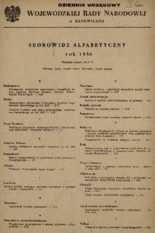 Dziennik Urzędowy Wojewódzkiej Rady Narodowej w Stalinogrodzie. 1956, skorowidz alfabetyczny