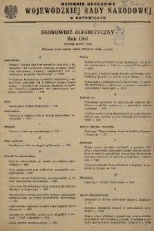 Dziennik Urzędowy Wojewódzkiej Rady Narodowej w Katowicach. 1961, skorowidz alfabetyczny