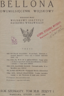 Bellona : dwumiesięcznik wojskowy wydawany przez Wojskowy Instytut Naukowo-Wydawniczy. R.16, T.43, 1934, Spis rzeczy