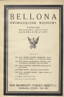 Bellona : dwumiesięcznik wojskowy wydawany przez Wojskowy Instytut Naukowo-Oświatowy. R.17, T.45, 1935, Spis rzeczy