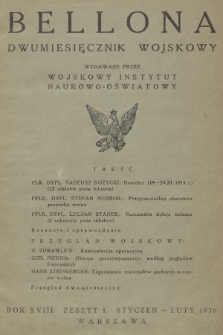 Bellona : dwumiesięcznik wojskowy wydawany przez Wojskowy Instytut Naukowo-Oświatowy. R.18, 1936, Spis rzeczy