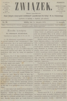 Związek : pismo tygodniowe poświęcone sprawom stowarzyszeń zarobkowych i gospodarczych : organ Związku stowarzyszeń zarobkowych i gospodarczych dla Galicji i W. ks. Krakowskiego. R.1, 1874, nr 39