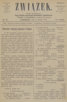 Związek : pismo tygodniowe : organ Związku stowarzyszeń zarobkowych i gospodarczych. R.6, 1879, nr 27