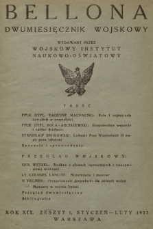 Bellona : dwumiesięcznik wojskowy wydawany przez Wojskowy Instytut Naukowo-Oświatowy. R.19, 1937, Spis rzeczy