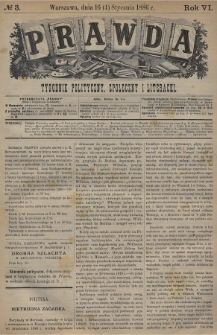 Prawda : tygodnik polityczny, społeczny i literacki. 1886, nr 3