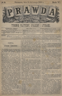 Prawda : tygodnik polityczny, społeczny i literacki. 1886, nr 8