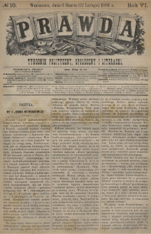 Prawda : tygodnik polityczny, społeczny i literacki. 1886, nr 10