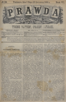 Prawda : tygodnik polityczny, społeczny i literacki. 1886, nr 19