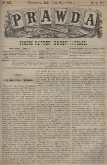 Prawda : tygodnik polityczny, społeczny i literacki. 1886, nr 20