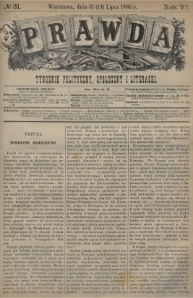 Prawda : tygodnik polityczny, społeczny i literacki. 1886, nr 31