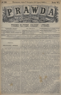 Prawda : tygodnik polityczny, społeczny i literacki. 1886, nr 32
